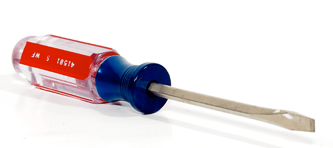If your favorite childhood cartoon character wanted to turn a classic slotted screw, which flat-tipped tool would they reach for?